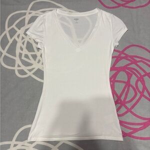 Express White V-Neck Fitted Top